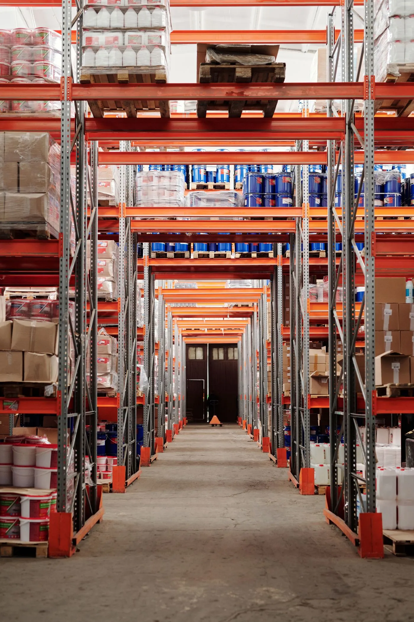 Tall racking inside a cold-storage warehouse