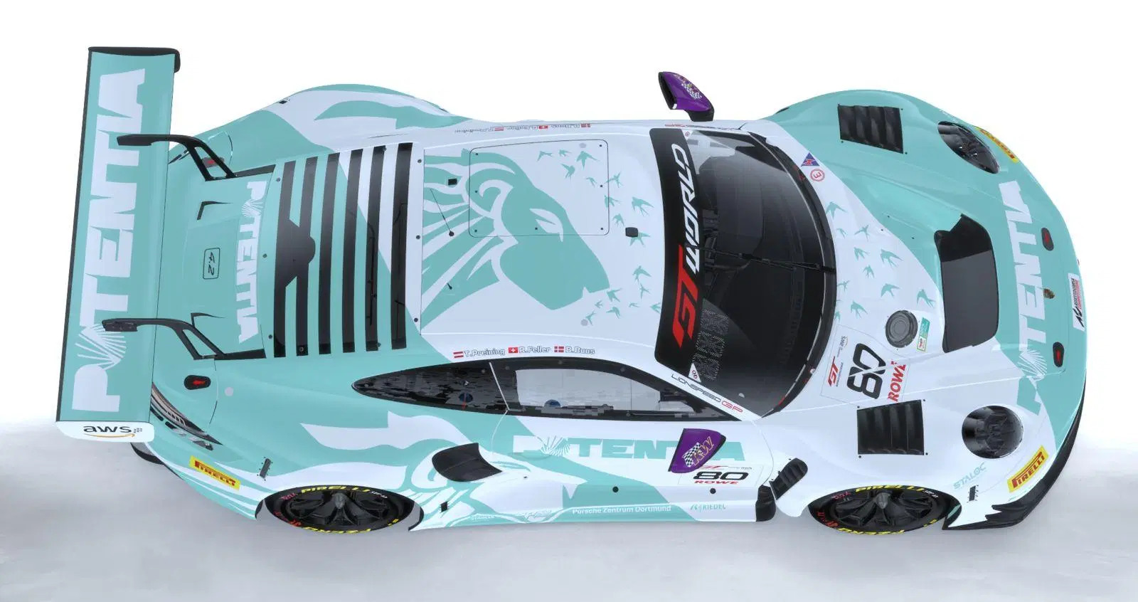 A Lionspeed GP Porsche race car in teal livery